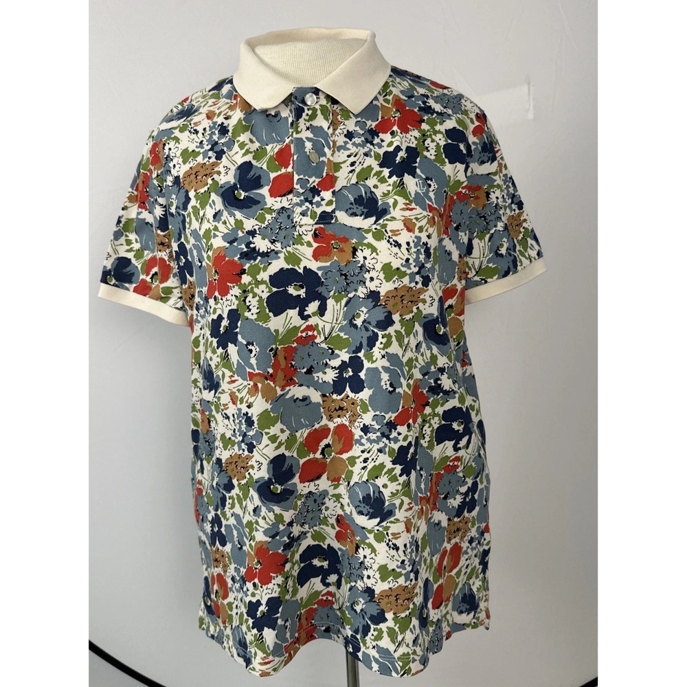 Lauren Ralph Lauren Ivory Floral Polo Shirt Men's Sz L Cotton